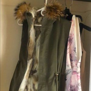 Long rabbit fur vest